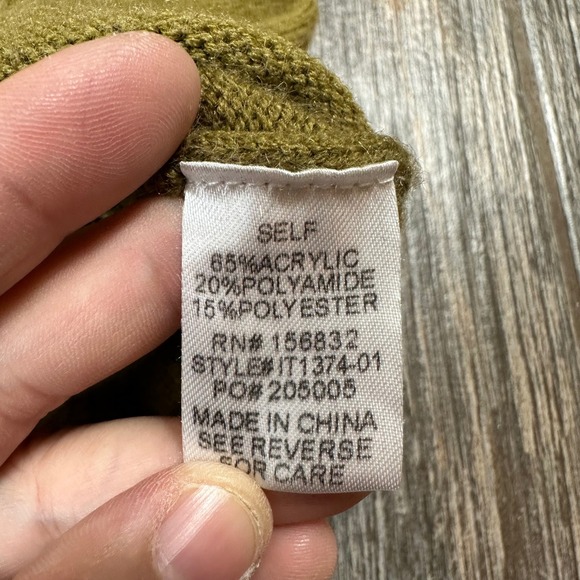 Bibi Olive Green Short Sleeve Sweater Womens Size S Crochet Flower Appliqués Top - Picture 4 of 8